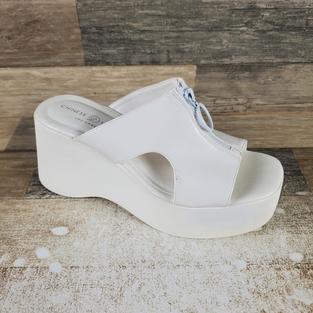 Chinese Laundry Taysha Womens Slide Sandal Sz 8.5 White Platform Slip On